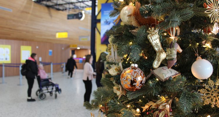 Christmas Tree and decorations at the Guernsey Airport passenger terminal