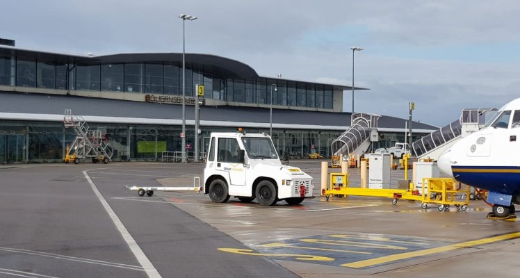 Blue Islands plane on stand at Guernsey Airport