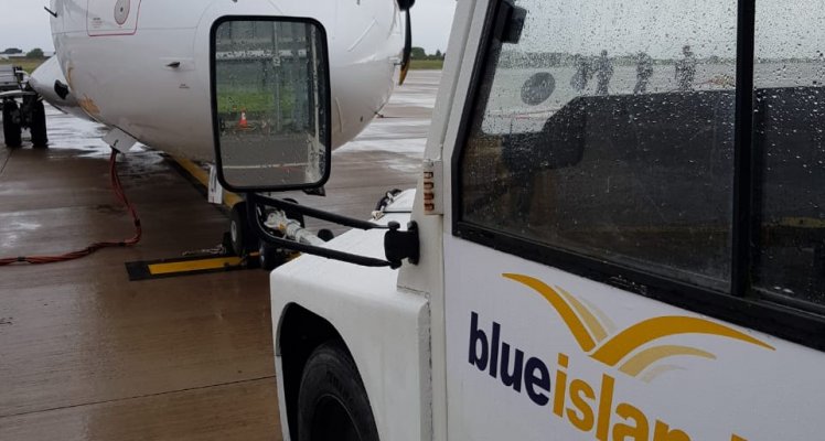 Blue Islands aircraft on stand at Guernsey Airport