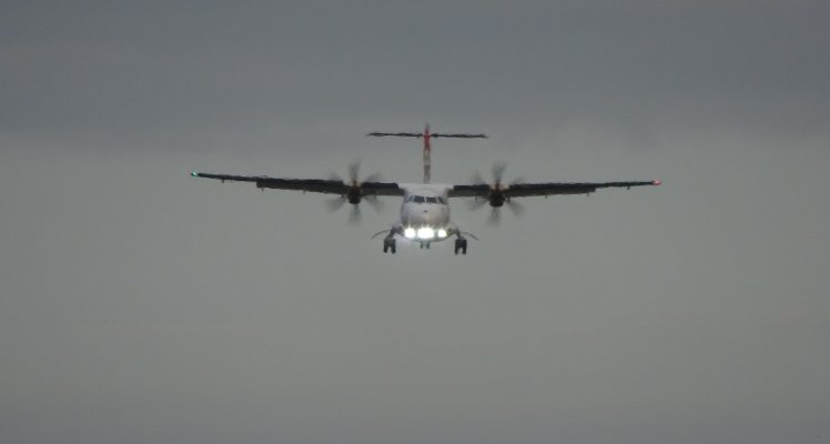 Aurigny ATR landing at Guernsey Airport