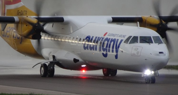 Aurigny ATR ON taxiway at Guernsey Airport