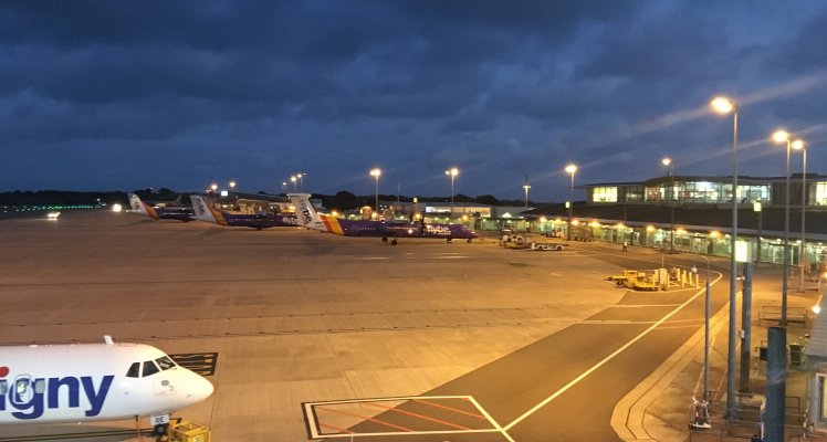 Guernsey Airport apron at night