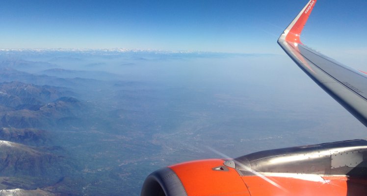 easyJet plane over the Italian Alps