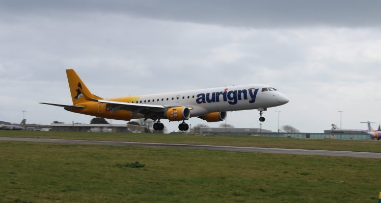 Aurigny Jet landing at Guernsey Airport